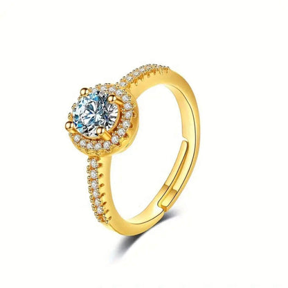 Luxury Crystal Adjustable Halo Engagement Ring