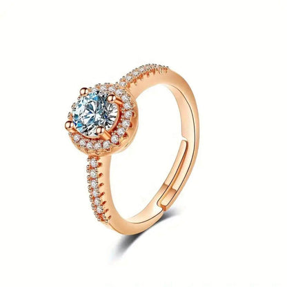 Luxury Crystal Adjustable Halo Engagement Ring