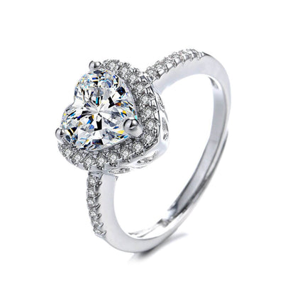 Luxury Crystal Heart-Shaped Adjustable Engagement Ring