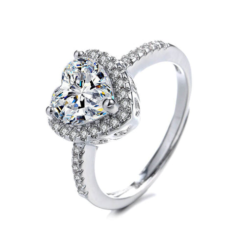 Luxury Crystal Heart-Shaped Adjustable Engagement Ring
