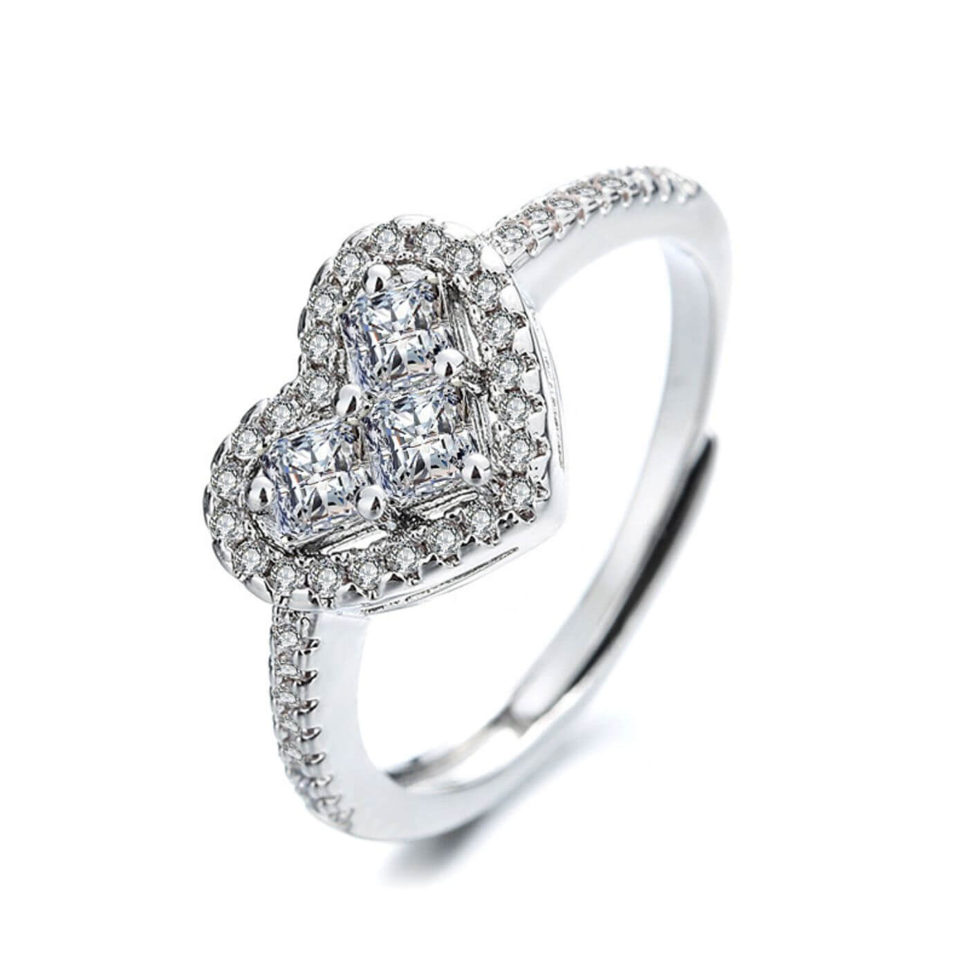 Luxury Crystal Heart Adjustable Ring