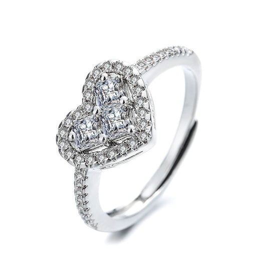 Luxury Crystal Heart Adjustable Ring