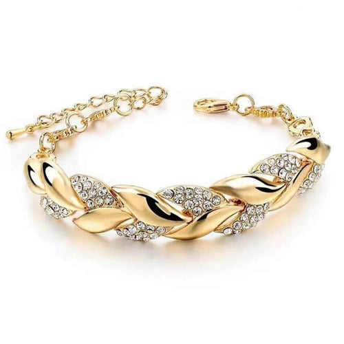 Luxury Crystal Leaf Chain Bracelet