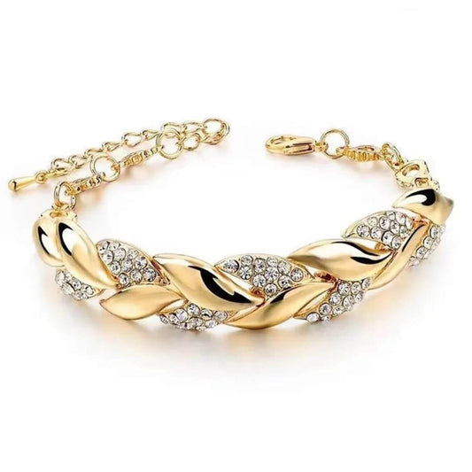 Luxury Crystal Leaf Chain Bracelet