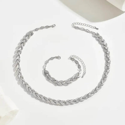 Luxury Crystal Leaf Chain Necklace & Bracelet