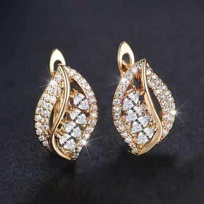 Luxury Crystal Leaf Stud Earrings