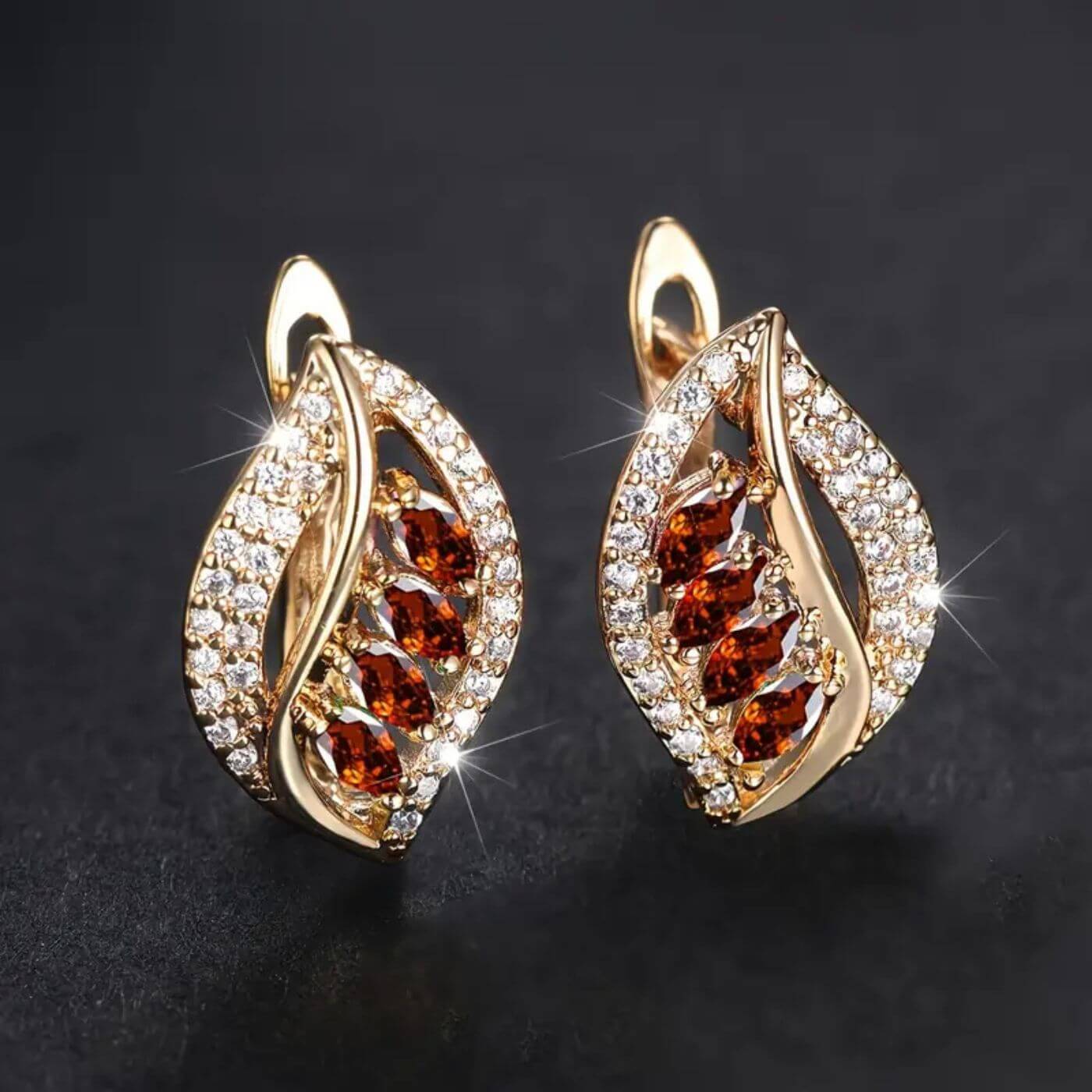 Luxury Crystal Leaf Stud Earrings