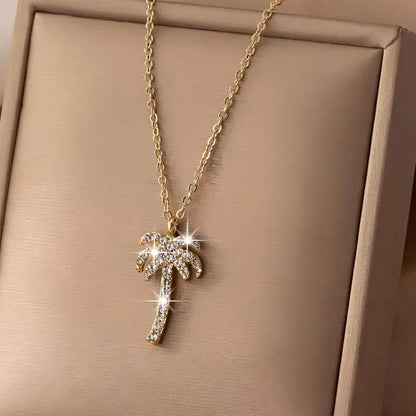 Luxury Crystal Palm Tree Pendant Necklace