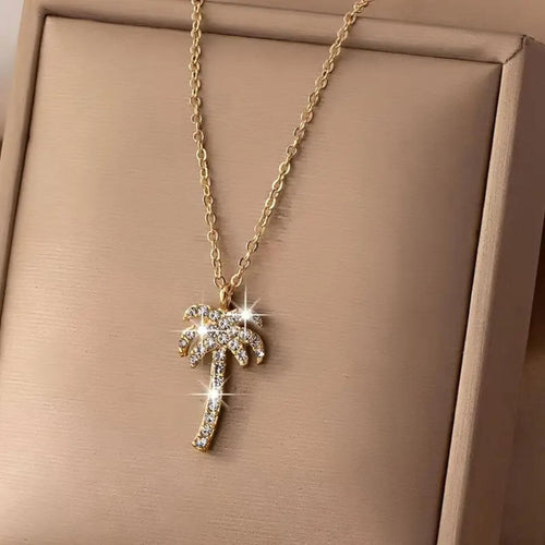 Luxury Crystal Palm Tree Pendant Necklace