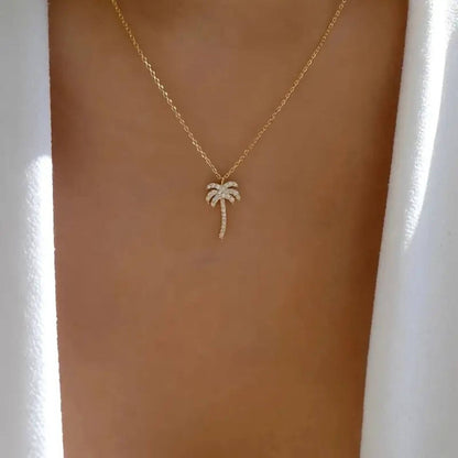 Luxury Crystal Palm Tree Pendant Necklace