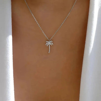 Luxury Crystal Palm Tree Pendant Necklace