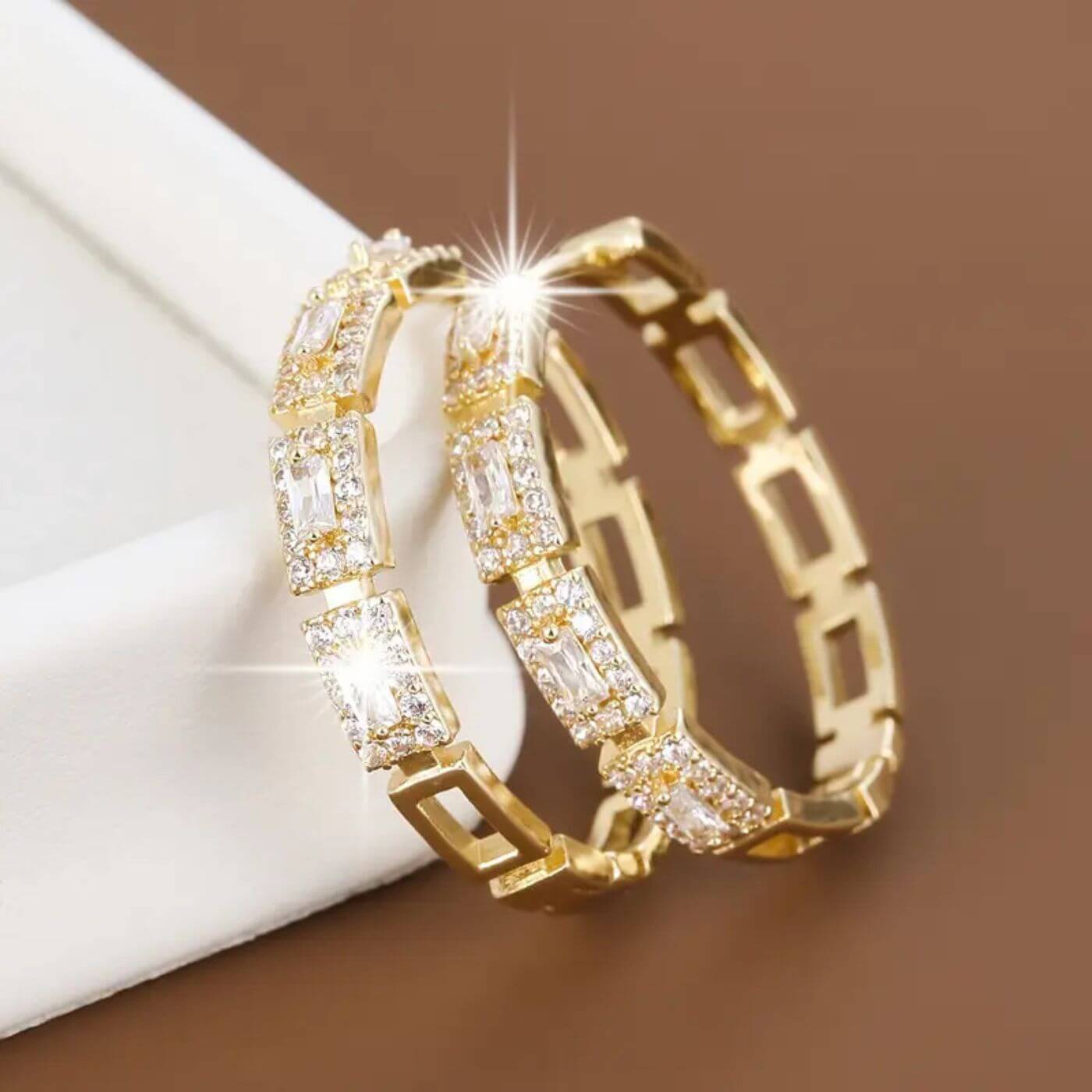 Luxury Crystal Rectangle Hoop Earrings