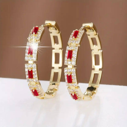 Luxury Crystal Rectangle Hoop Earrings