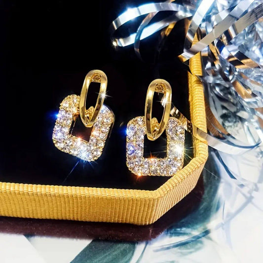 Luxury Crystal Square Drop Earrings