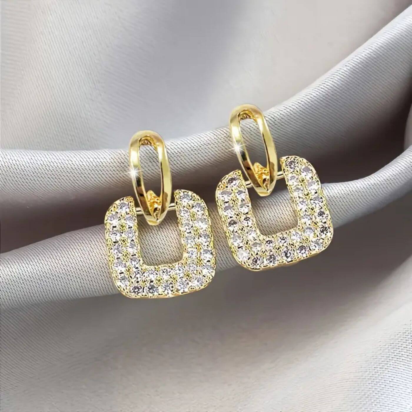 Luxury Crystal Square Drop Earrings