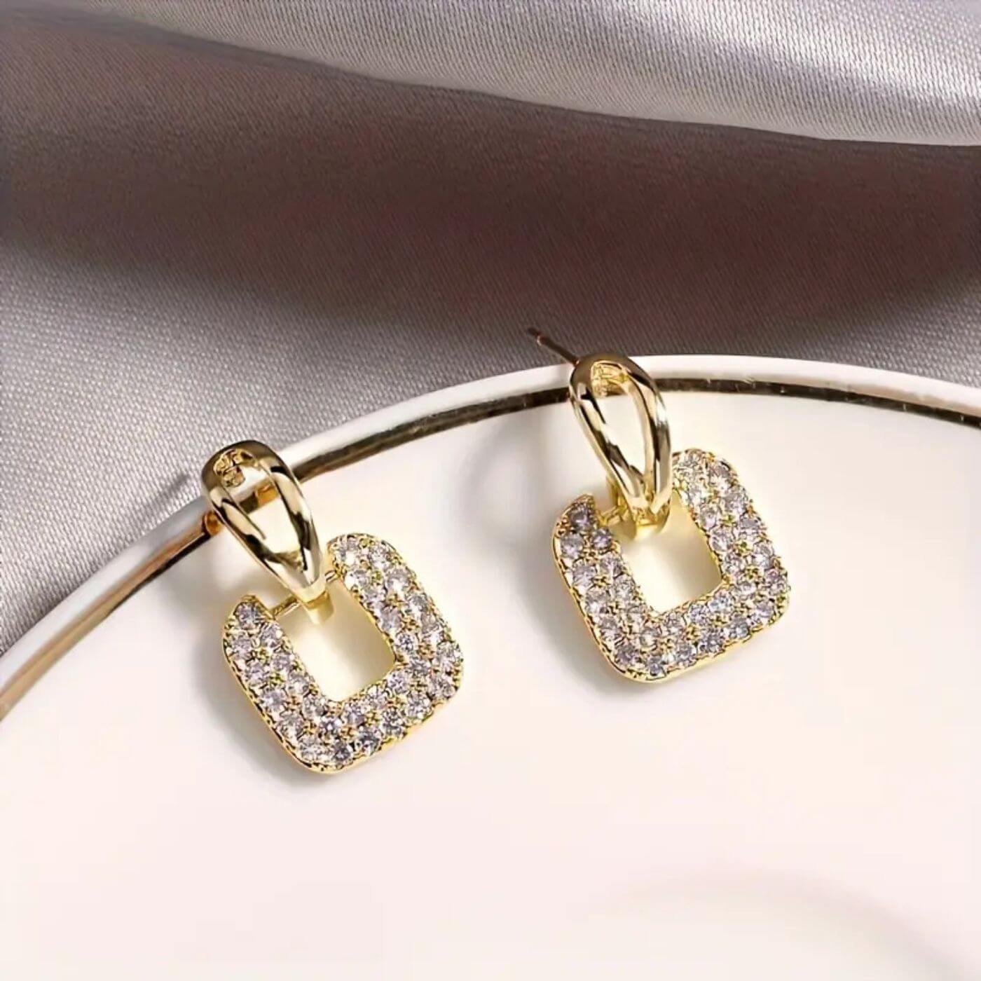 Luxury Crystal Square Drop Earrings