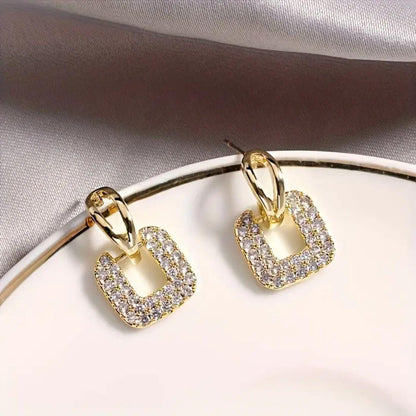Luxury Crystal Square Drop Earrings