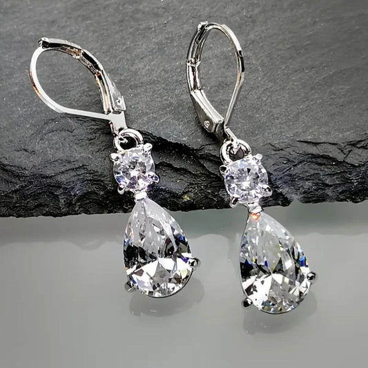 Luxury Crystal Teardrop Dangling Earrings