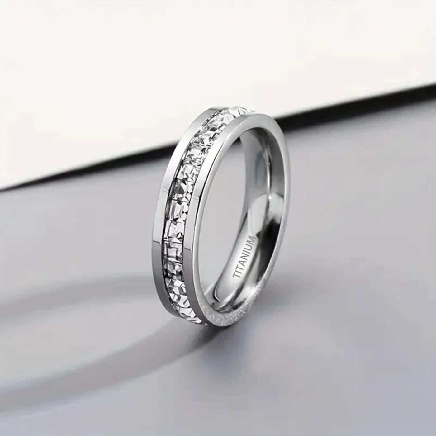 Luxury Crystal Titanium Band Ring