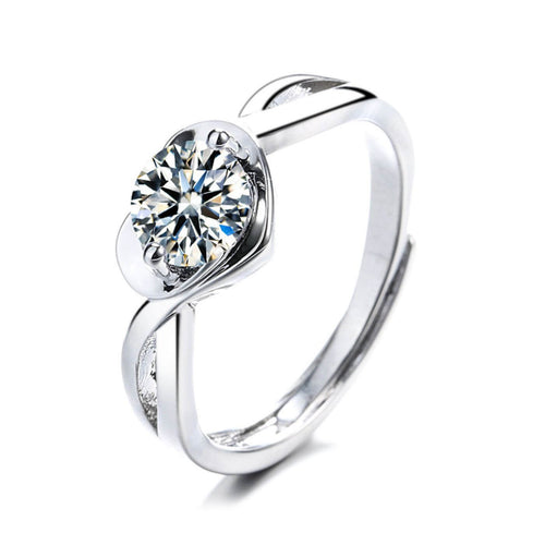 Luxury Crystal Twisted Band Adjustable Engagement Ring