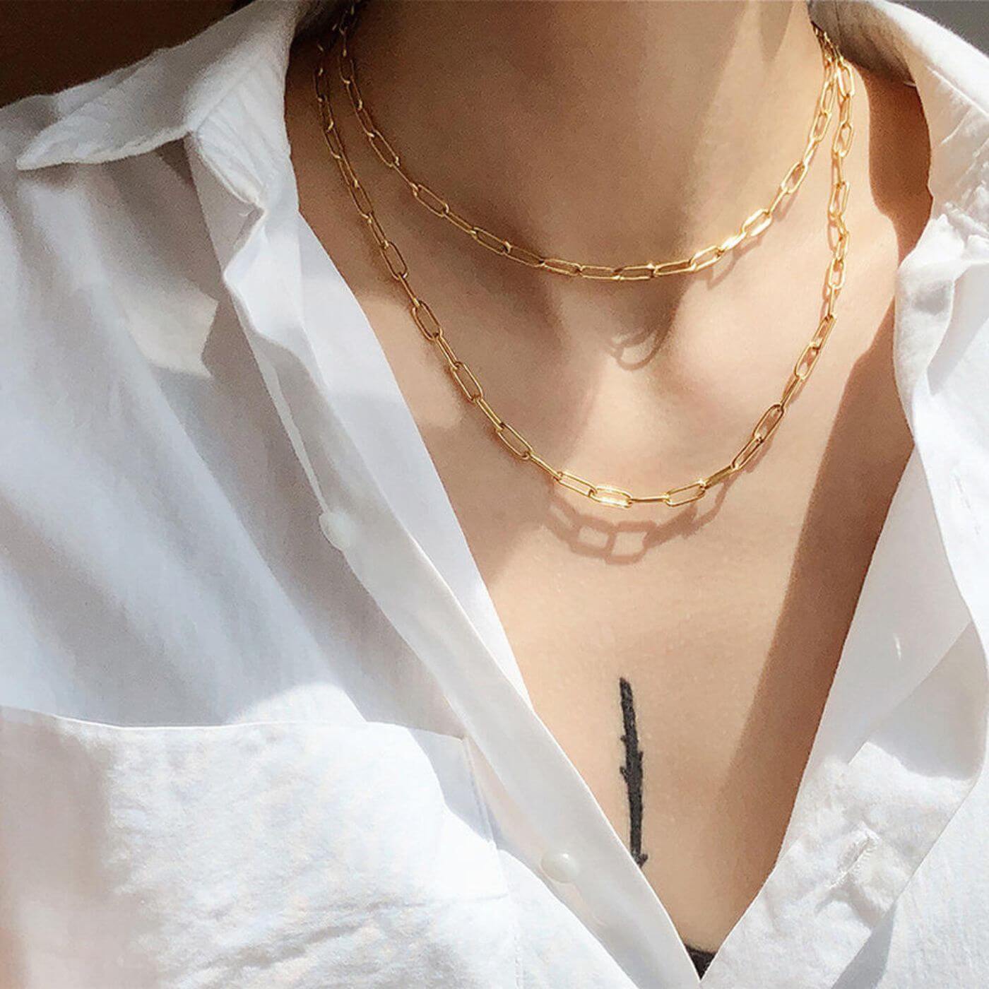 Luxury Geometric Paperclip Chain Necklace