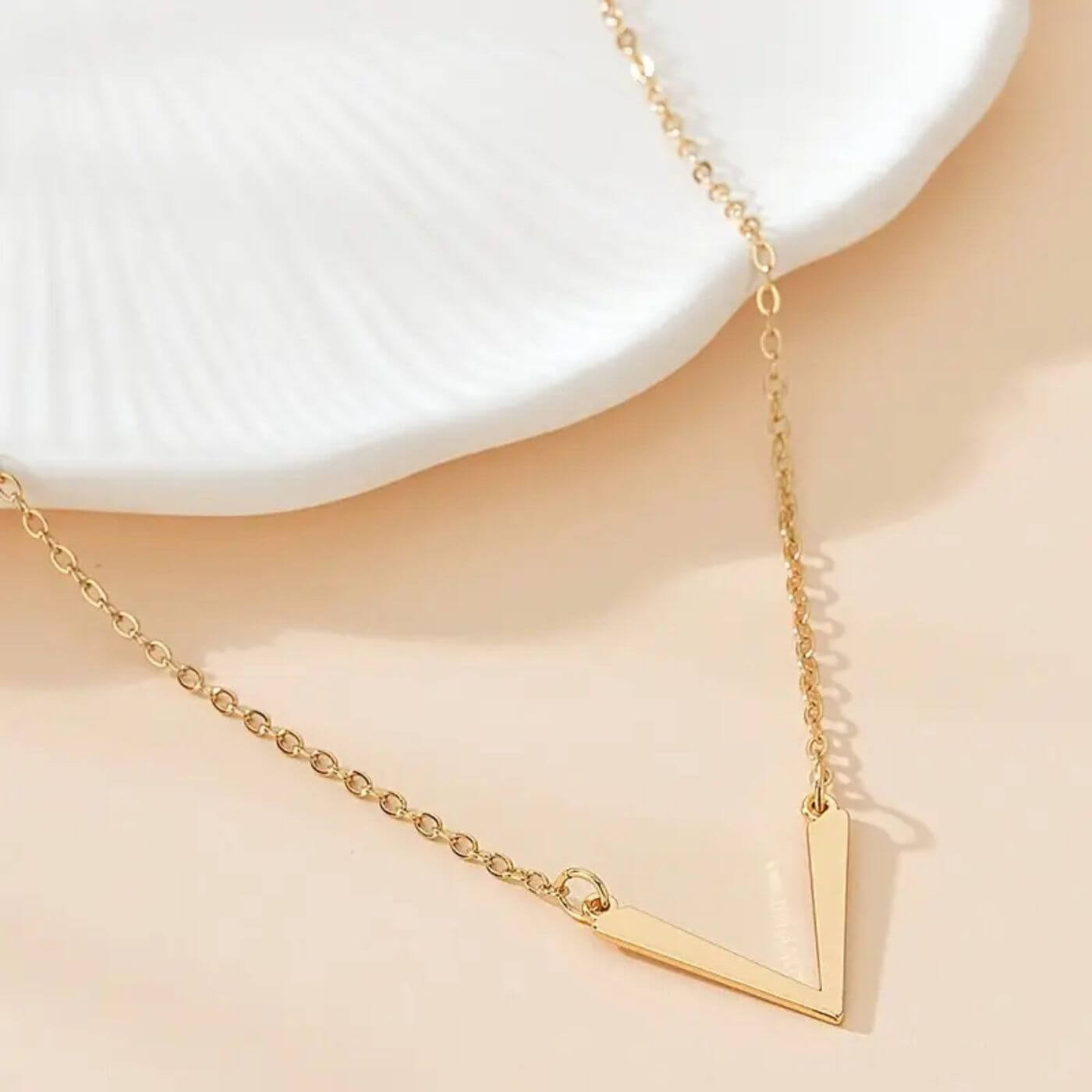 Luxury Geometric V Charm Necklace