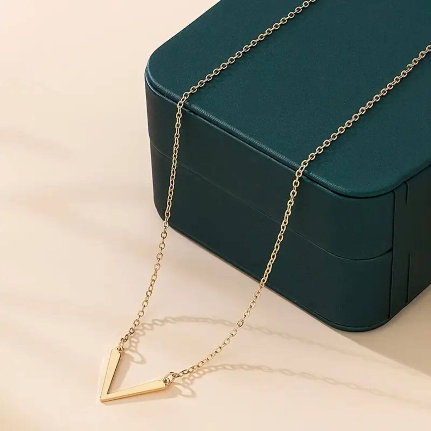 Luxury Geometric V Charm Necklace