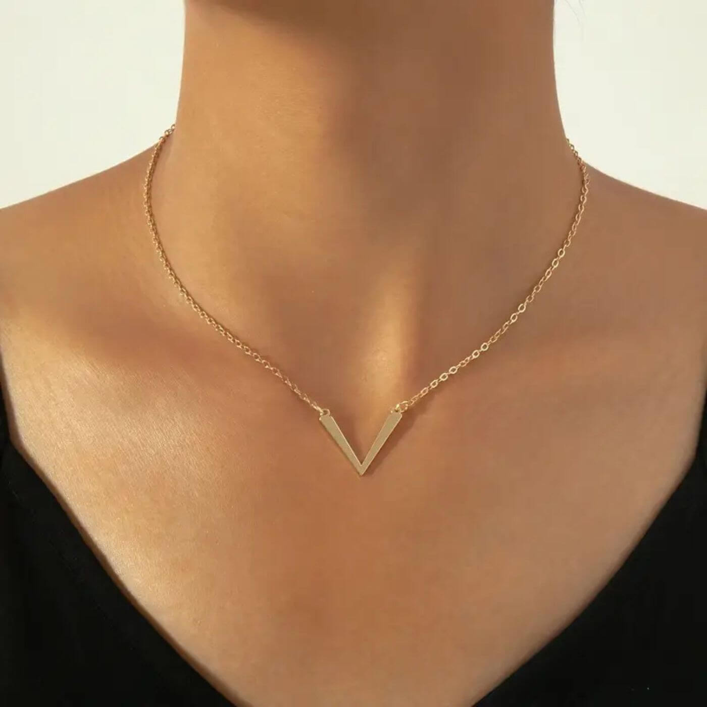 Luxury Geometric V Charm Necklace