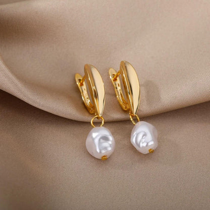 Luxury Gold Pearl Drop Earrings