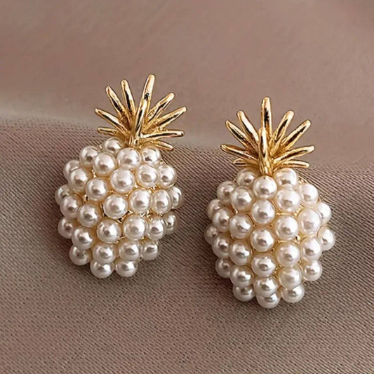 Luxury Gold Pineapple Pearl Earrings