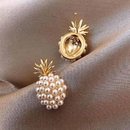 Luxury Gold Pineapple Pearl Earrings