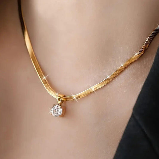 Luxury Gold Rhinestone Chain Necklace