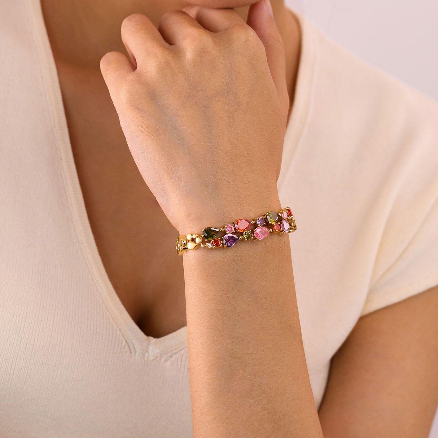 Luxury Multicolor Crystal Gold Bracelet