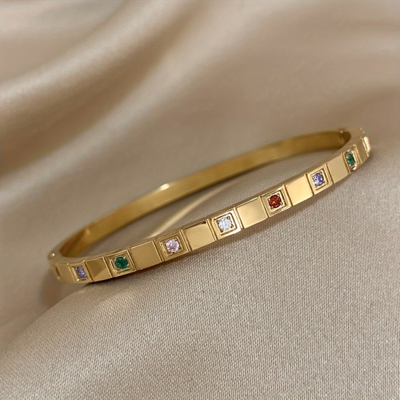 Luxury Multicolor Gemstone Bangle