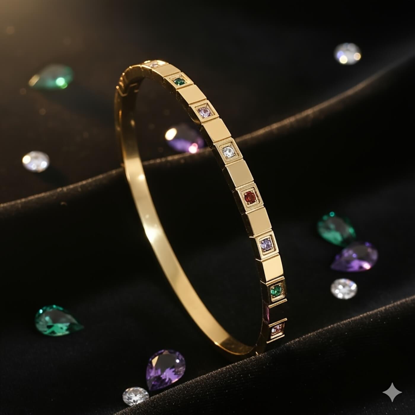 Luxury Multicolor Gemstone Bangle