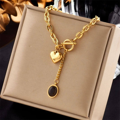 Luxury Onyx Charm Chain Necklace