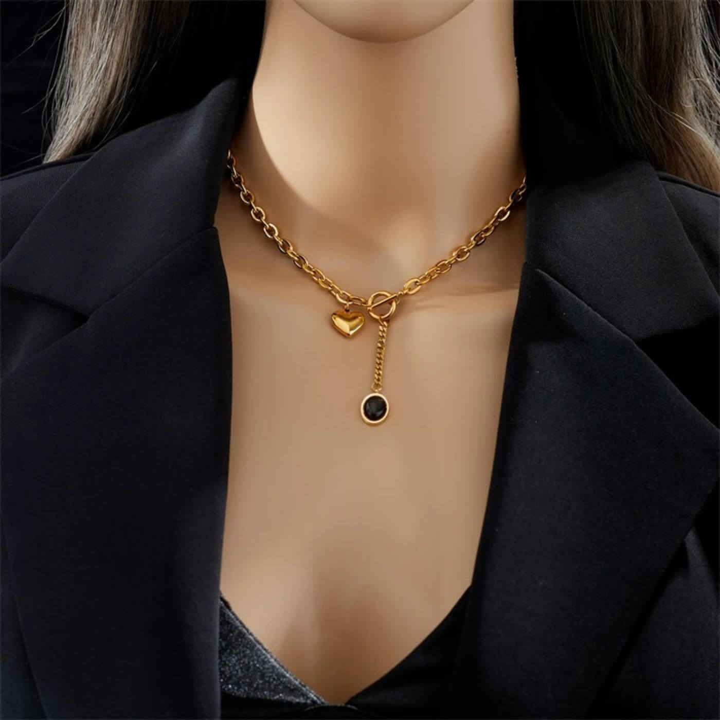 Luxury Onyx Charm Chain Necklace