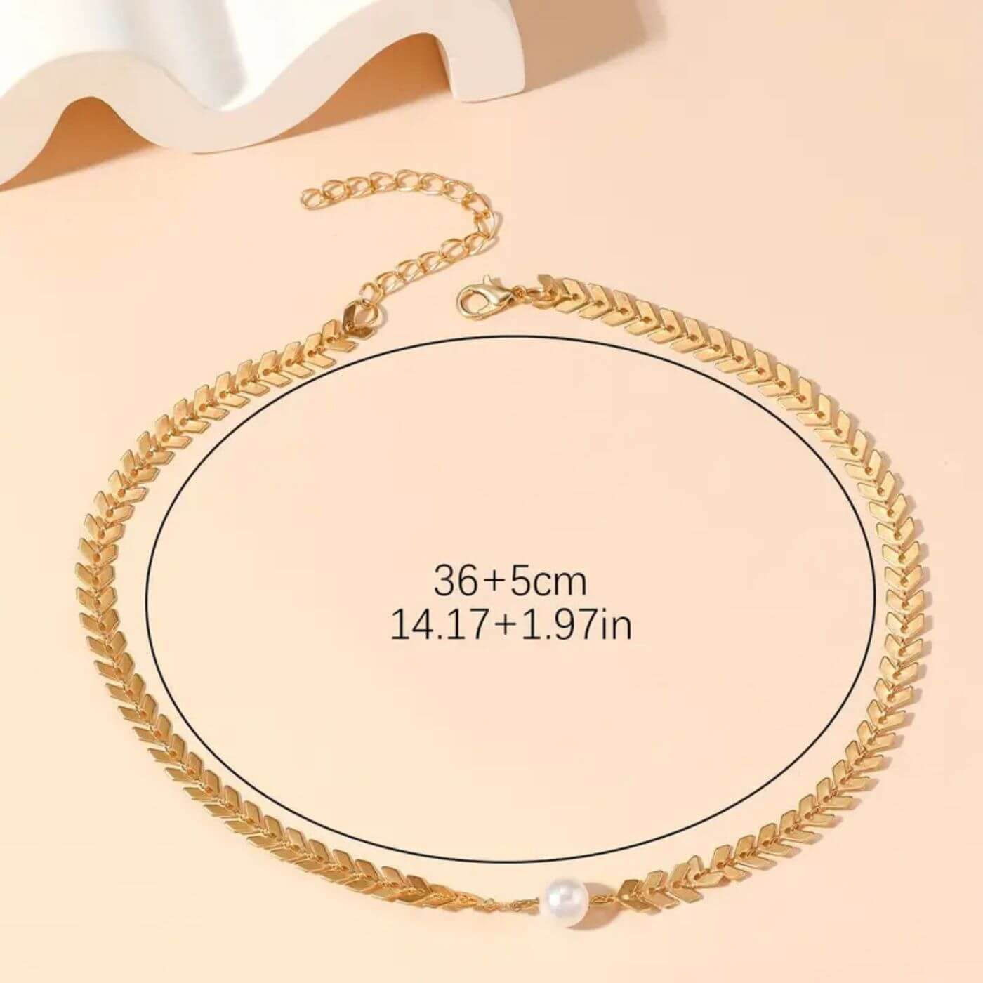 Luxury Pearl Leaf Link Choker Necklace