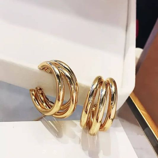 Luxury Polished Gold Hoop Earrings