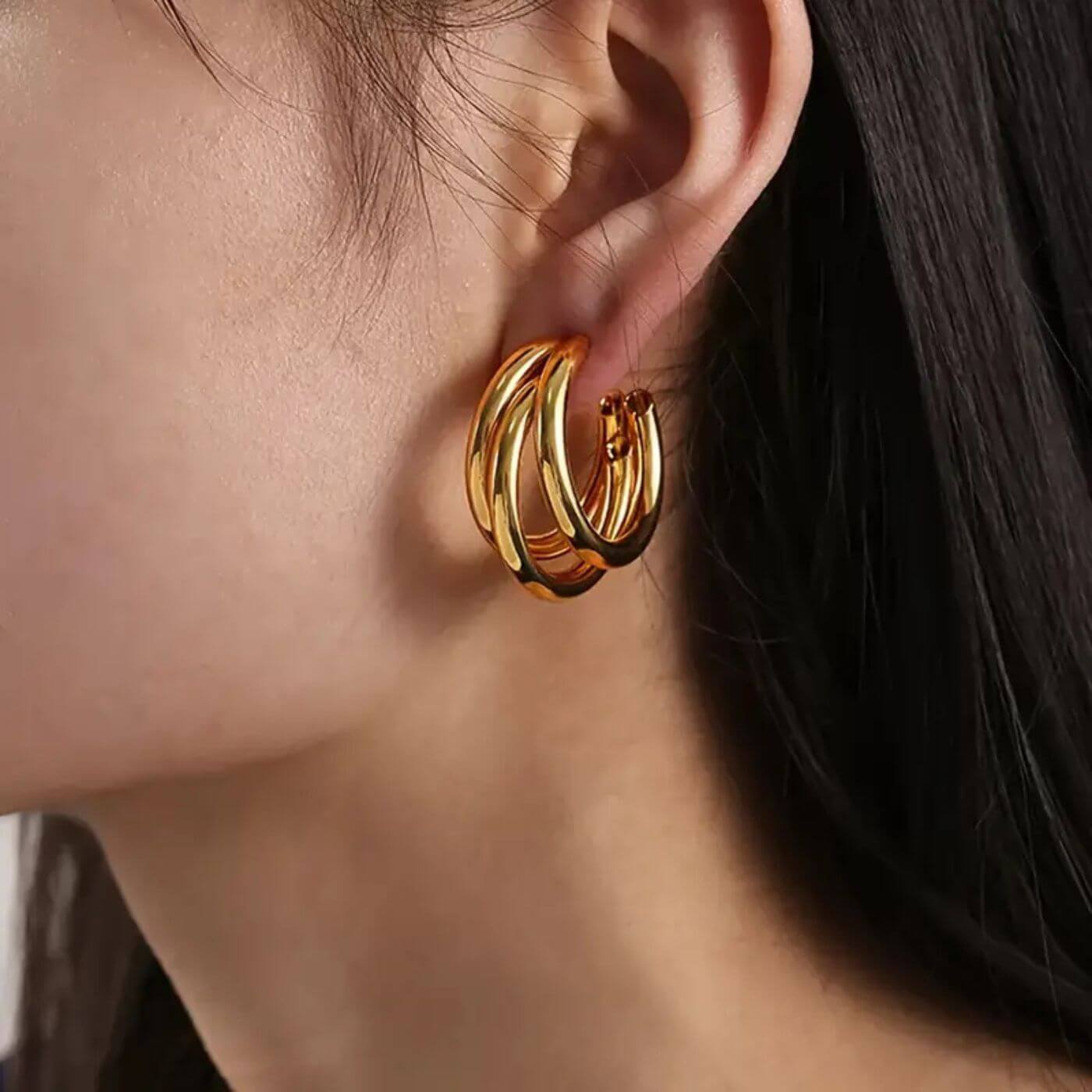 Luxury Polished Gold Hoop Earrings