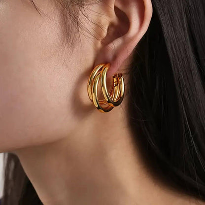 Luxury Polished Gold Hoop Earrings