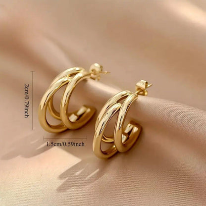 Luxury Polished Gold Hoop Earrings