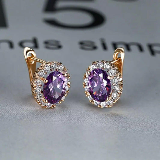 Luxury Purple Crystal Stud Earrings