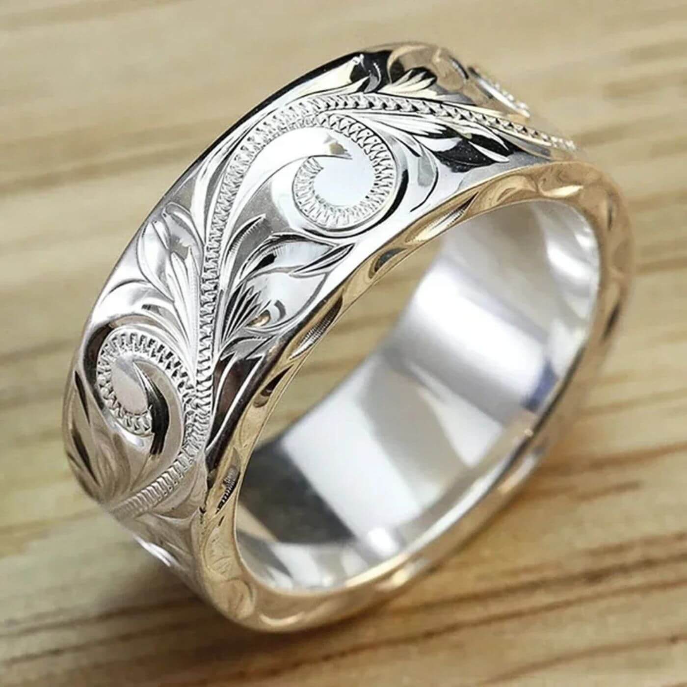 Luxury Silver Filigree Pattern Ring