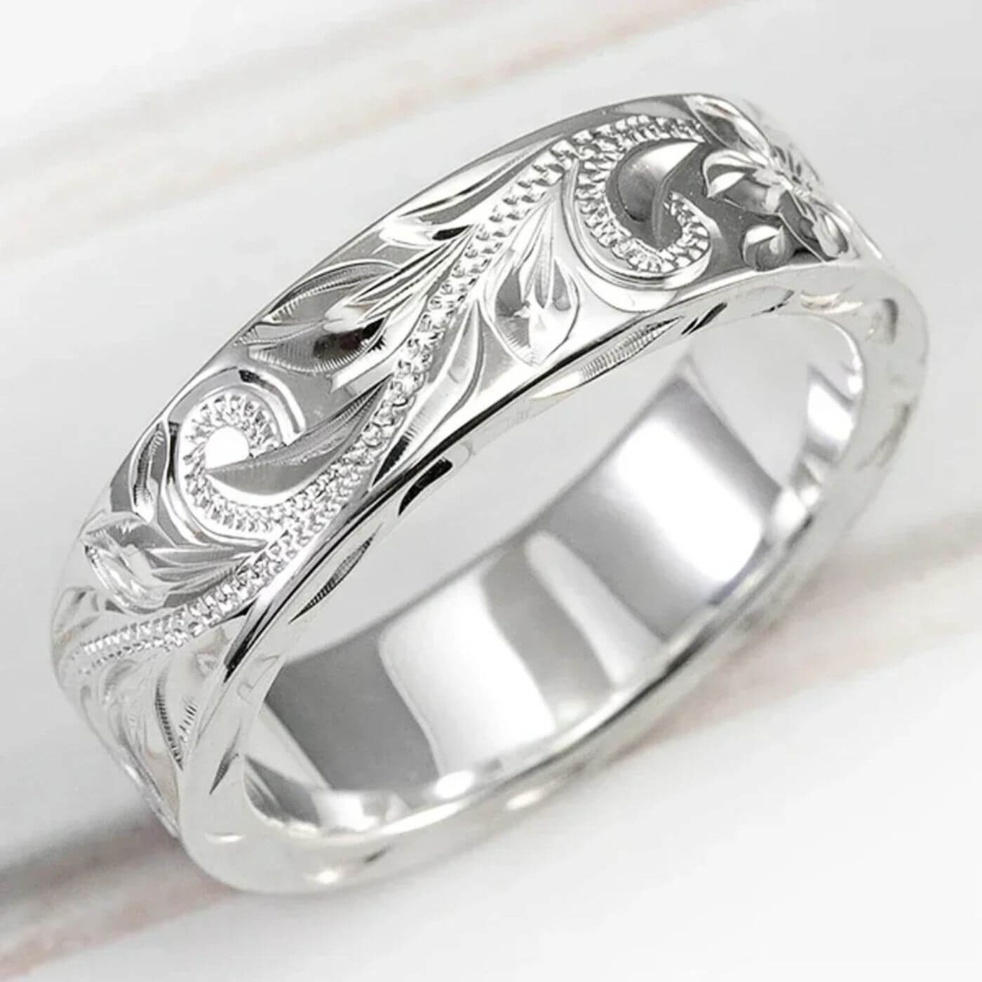 Luxury Silver Filigree Pattern Ring