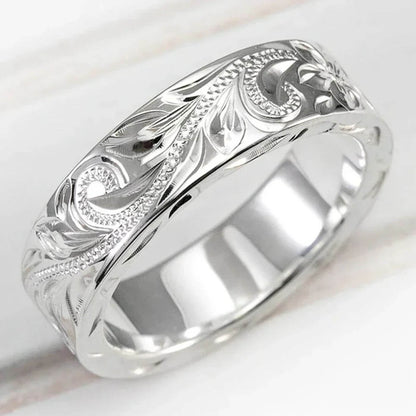 Luxury Silver Filigree Pattern Ring