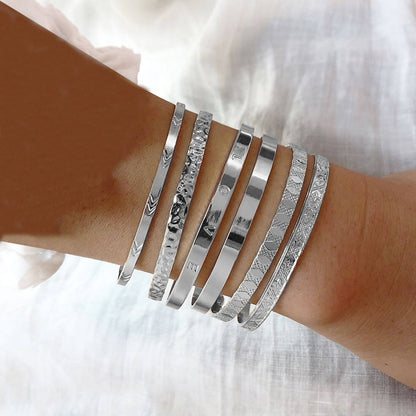Luxury Silver Layered Bangle Collection