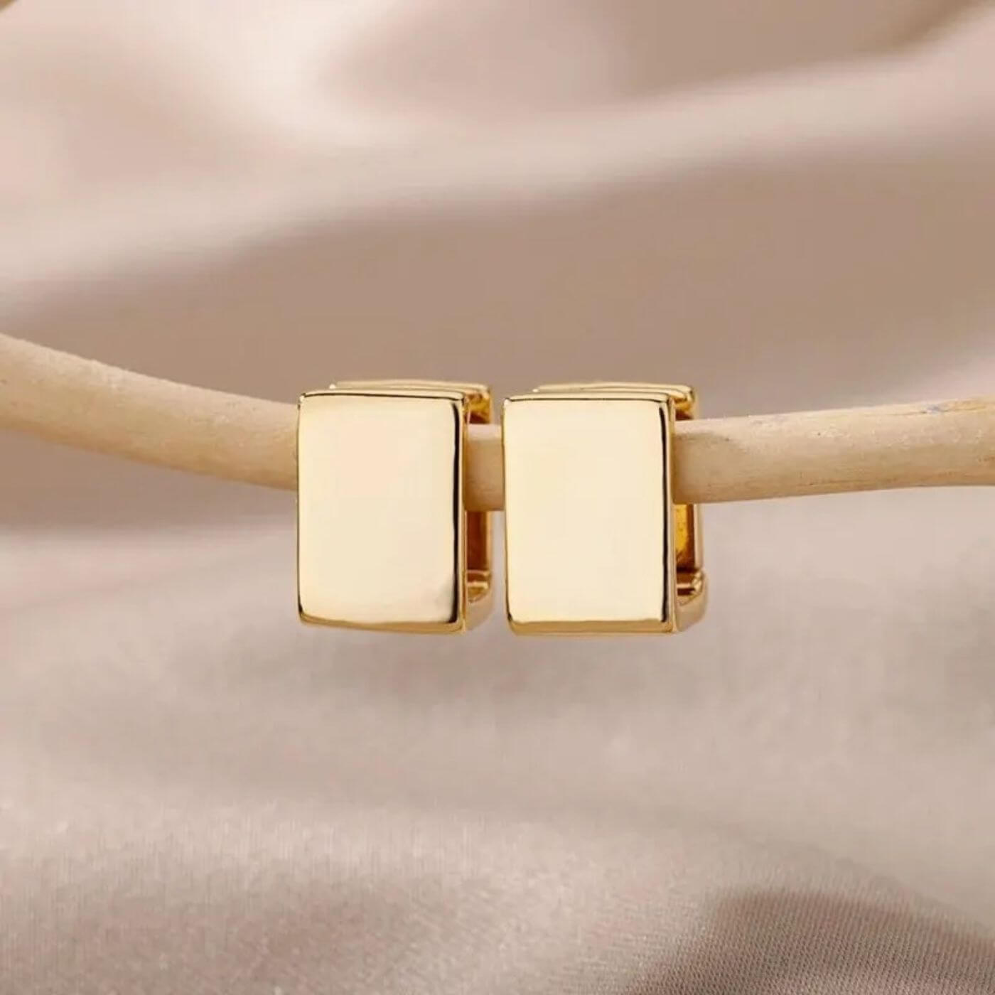 Luxury Square-Shaped Gold Earrings