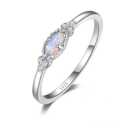 Luxury White Opal Crystal Ring