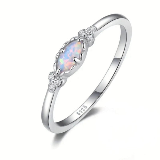 Luxury White Opal Crystal Ring